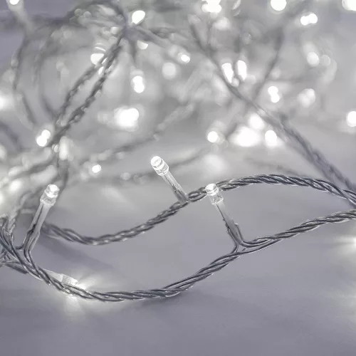Crystalline toldható 100 LED fényfüzér, 800 cm, HIDEG FEHÉR LED, átlátszó kábel, Kül- és beltéri