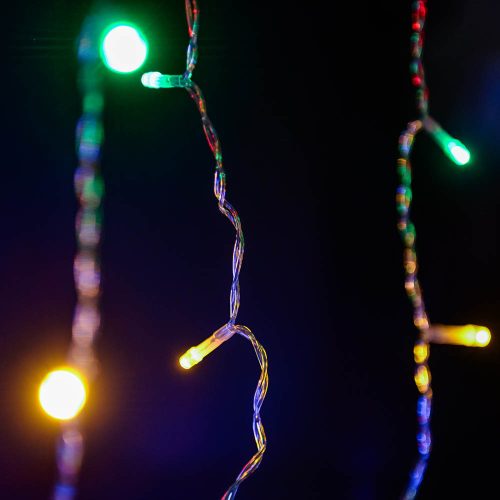 Crystalline LED cencúľová reťaz, 300 x 40 cm, 100 MULTI LED, priehľadný kábel, vhodná na vonkajšie aj vnútorné použitie