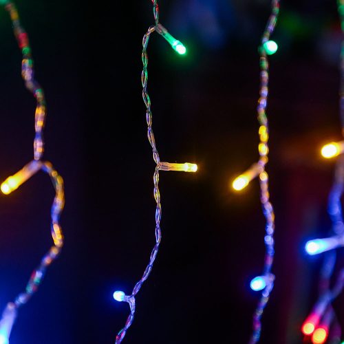 Crystalline LED cencúľová reťaz, 300 x 40 cm, 100 MULTI LED, priehľadný kábel, vhodná na vonkajšie aj vnútorné použitie