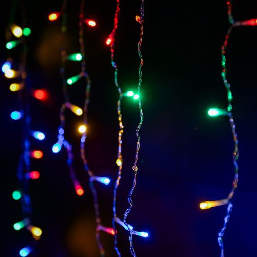 Crystalline LED cencúľová reťaz, 300 x 40 cm, 100 MULTI LED, priehľadný kábel, vhodná na vonkajšie aj vnútorné použitie