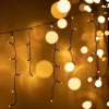 Crystalline toldható 100 LED jégcsapfüzér 300 x 40 cm, MELEG FEHÉR LED, fekete kábel, Kül- és beltéri
