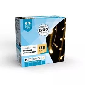   Crystalline toldható led jégcsapfüzér, 138 LED, 200 x 90 cm, MELEG FEHÉR, átlátszó kábel, Kül- és beltéri