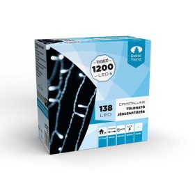   Crystalline závesná LED svetelná reťaz v tvare cencúľov, 200 x 90 cm, 138 ks STUDENÝCH BIELYCH LED, priehľadný kábel, vhodná na vonkajšie aj vnútorné použitie