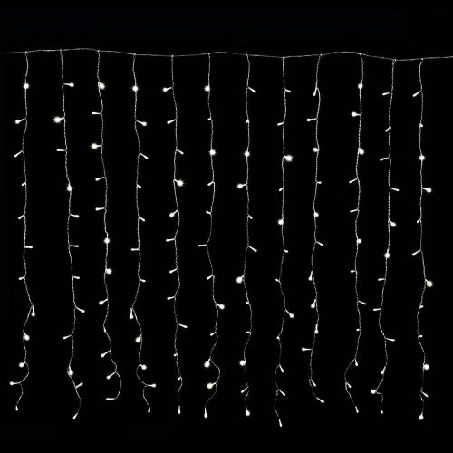 Crystalline závesná LED svetelná opona, 120 x 120 cm, 144 ks STUDENÁ BIELA LED, priehľadný kábel, Vhodná pre vonkajšie aj vnútorné použitie