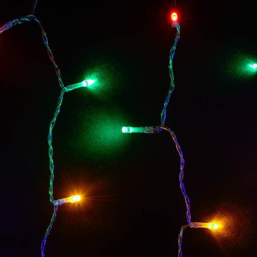 Crystalline závesná LED svetelná opona, 120 x 120 cm, 144 ks MULTI LED, priehľadný kábel, vhodná na vonkajšie aj vnútorné použitie