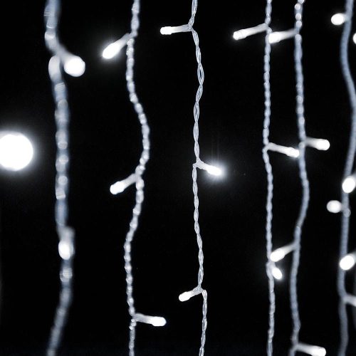 Crystalline závesná LED svetelná reťaz, 90 x 200 cm, 192 ks STUDENÁ BIELA LED, priehľadný kábel, Vhodná na vonkajšie aj vnútorné použitie
