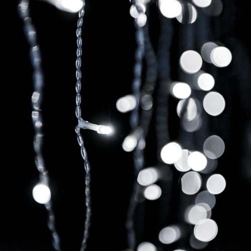 Crystalline závesná LED svetelná reťaz, 90 x 200 cm, 192 ks STUDENÁ BIELA LED, priehľadný kábel, Vhodná na vonkajšie aj vnútorné použitie