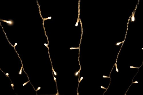 Crystalline záves LED svetiel 200 x 250 cm, 500 ks TEPLÁ BIELA LED, priehľadný kábel, Vhodné na vonkajšie aj vnútorné použitie