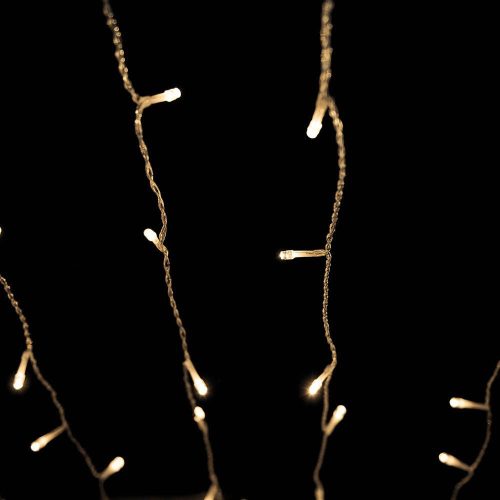 Crystalline záves LED svetiel 200 x 250 cm, 500 ks TEPLÁ BIELA LED, priehľadný kábel, Vhodné na vonkajšie aj vnútorné použitie