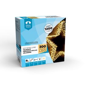   Crystalline závesná hviezda s kovovým rámom, 300 mikro LED, TEPLÁ BIELA, priemer 30 cm