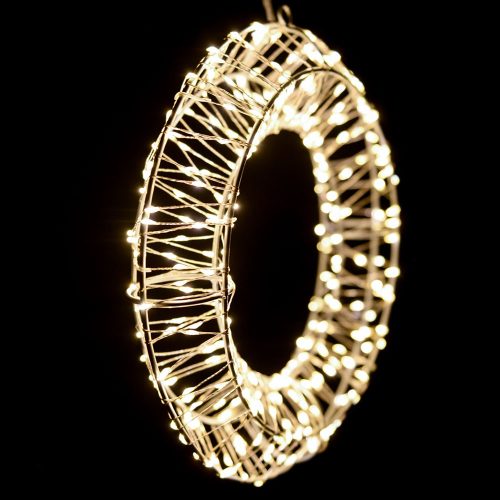 Crystalline závesná kovová dekorácia na okno, 300 mikro LED, TEPLÁ BIELA, priemer 30 cm