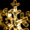 Crystalline toldható LED HÓPEHELY fényfüggöny, 120 x 80 cm, 90 db MELEG FEHÉR LED, átlátszó kábel