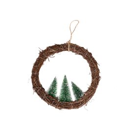   Dekortrend ratanová okenná dekorácia s jedličkami, 30 cm, 30 LED, teplá biela, na batérie