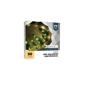   Dekortrend kovový okenný dekor s jedličkami, 30 cm, 30 LED, teplá biela, na batérie