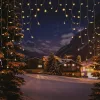 Árkád fényfüggöny, meleg fehér, átlátszó kábel, 200 x 200 cm, 220 LED