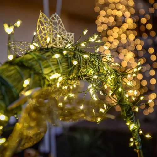 Tündérfény girland, 700 LED, meleg fehér, zöld kábel