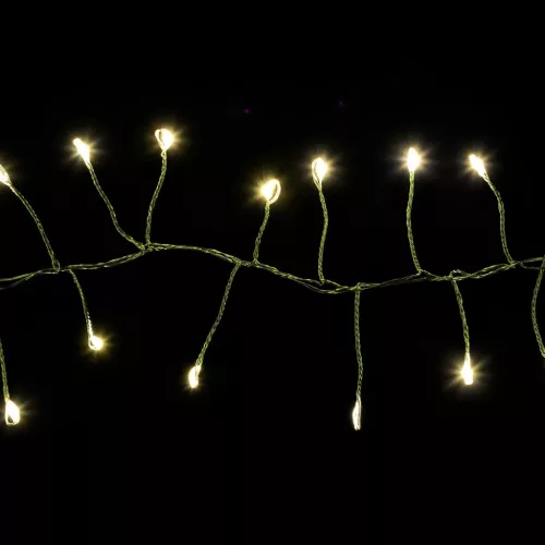 Tündérfény girland, 1400 LED, meleg fehér, zöld kábel