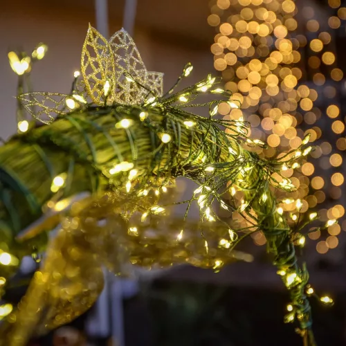 Tündérfény girland, 1400 LED, meleg fehér, zöld kábel