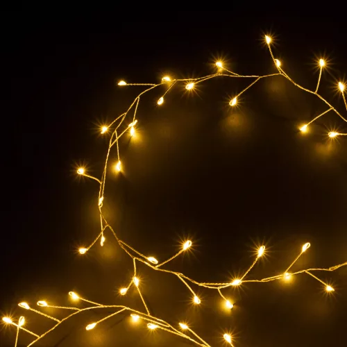Tündérfény girland, ezüst kábel, meleg fehér, 20 m, 1000 LED