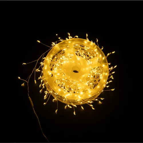 Tündérfény girland, ezüst kábel, meleg fehér, 20 m, 1000 LED