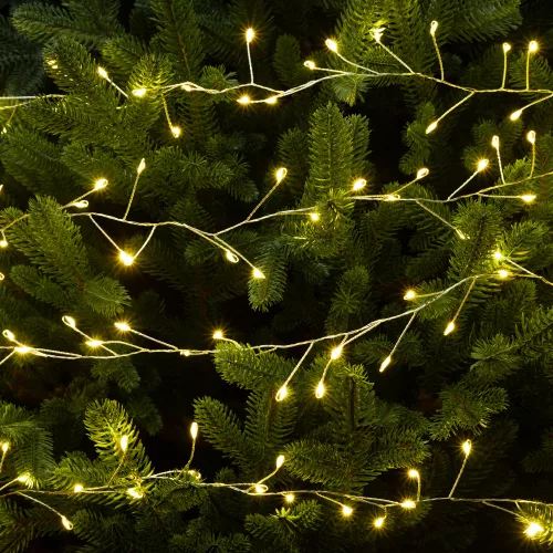Tündérfény girland, ezüst kábel, meleg fehér, 20 m, 1000 LED