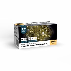   Dekortrend Svietiaca vianočná zlatá stuha, 100 LED, teplá biela, na batérie