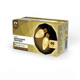   Kristálová kvapka svetelná reťaz, zelený kábel, teplá biela, 1200 cm, 60 LED