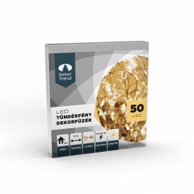   Vílie svetielka svetelná reťaz, teplá biela, 500 cm, 50 LED, medený kábel