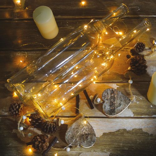 Vílie svetielka svetelná reťaz, teplá biela, 500 cm, 50 LED, medený kábel