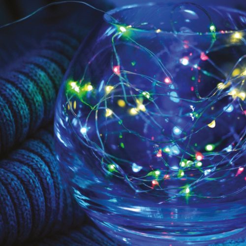 Vílie svetielka dekoračný svetelný reťaz, viacfarebný, 500 cm, 50 LED, medený kábel