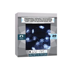   Vílie svetielka s vločkami, studená biela, strieborný medený kábel, 200 cm, 20 LED