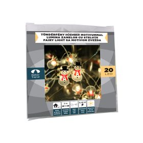   Vílie svetielka so snehuliakom, teplá biela, strieborný medený kábel, 200 cm, 20 LED