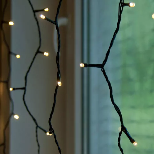 Dekortrend Kültéri toldható 140 LED fényfüggöny, Meleg fehér, 100 x 200 cm
