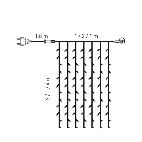Dekortrend Vonkajšia LED svetelná záclona, Studená biela, 200 x 100 cm, 140 LED