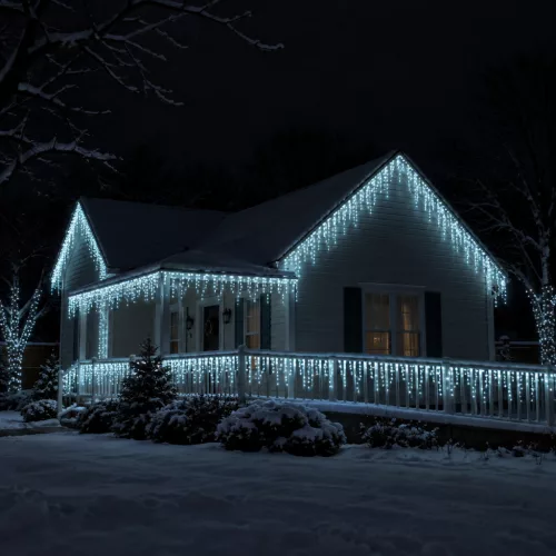 Dekortrend Kültéri toldható 197 LED jégcsapfüzér 600 x 40 cm, Hideg fehér LED