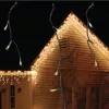 Dekortrend Kültéri toldható jégszikrázó 138 LED jégcsapfüzér, Meleg fehér, 200 x 90 cm, fehér gumikábel
