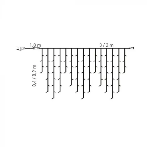 Dekortrend Kültéri toldható jégszikrázó 138 LED jégcsapfüzér, Meleg fehér, 200 x 90 cm, fehér gumikábel