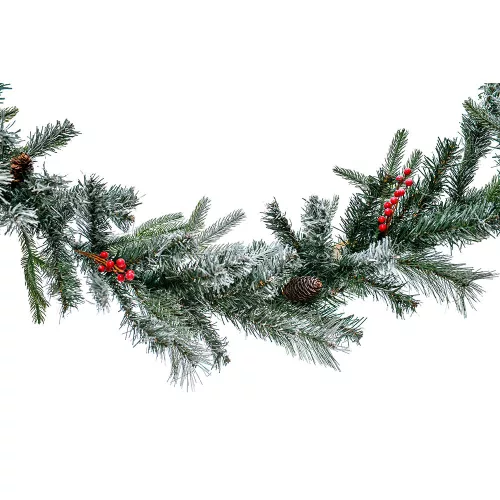 Winter Garland - műfenyő girland magyal és hópermet dekorral 270 cm