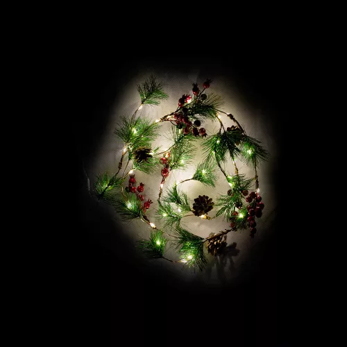 Vianočný girlanda s LED osvetlením, 46 LED, teplá biela, 8 funkcií