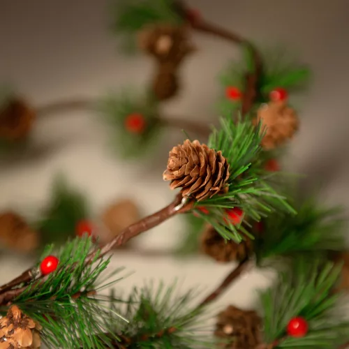 Karácsonyi girland LED világítással, 46 led, meleg fehér, 8 funkció