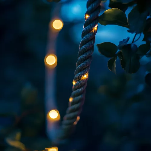 Dekortrend Napelemes LED kötél fényfüzér, 100 led, meleg fehér, 8m