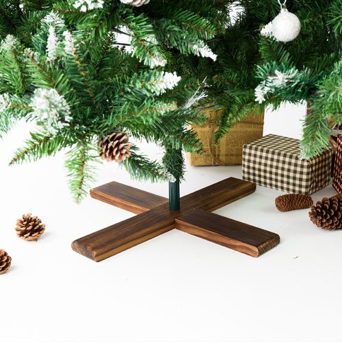 Crosswood umelý vianočný stromčekový stojan, zelená podporná tyč, tmavohnedý stojan na stromček