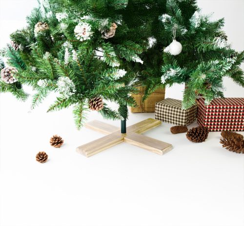 Crosswood umelý vianočný stromčekový stojan, zelená podporná tyč, prírodný stojan na stromček